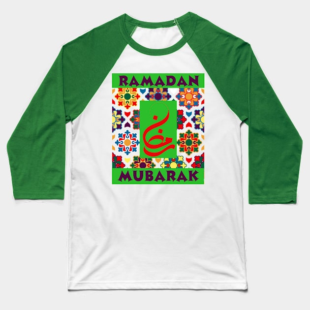 RAMADAN MUBARAK, beautiful Calligraphy and Islamic pattern. Baseball T-Shirt by KIRBY-Z Studio